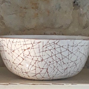 white ceramic handbuilt terracotta bowl with etched design image 3
