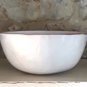 white ceramic handbuilt terracotta bowl with etched design image 5
