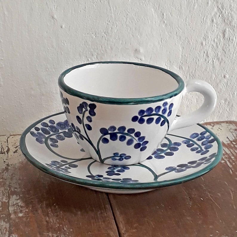 Hand painted cup and saucer for tea, coffee and cappuccino image 1