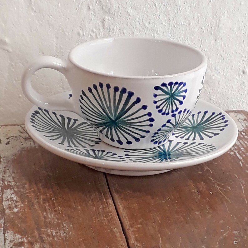 Hand painted cup and saucer for tea, coffee and cappuccino image 2