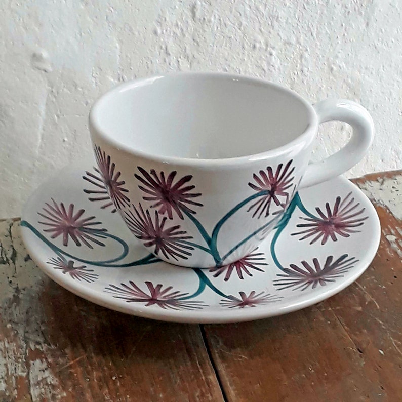 Hand painted cup and saucer for tea, coffee and cappuccino image 9