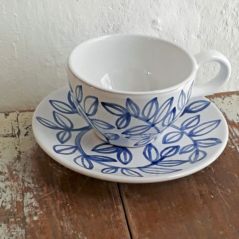 Hand painted cup and saucer for tea, coffee and cappuccino image 7
