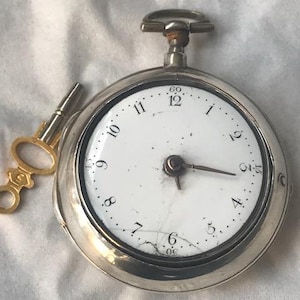 Antique Solid Silver Verge Fusee Pair Cased pocket watch