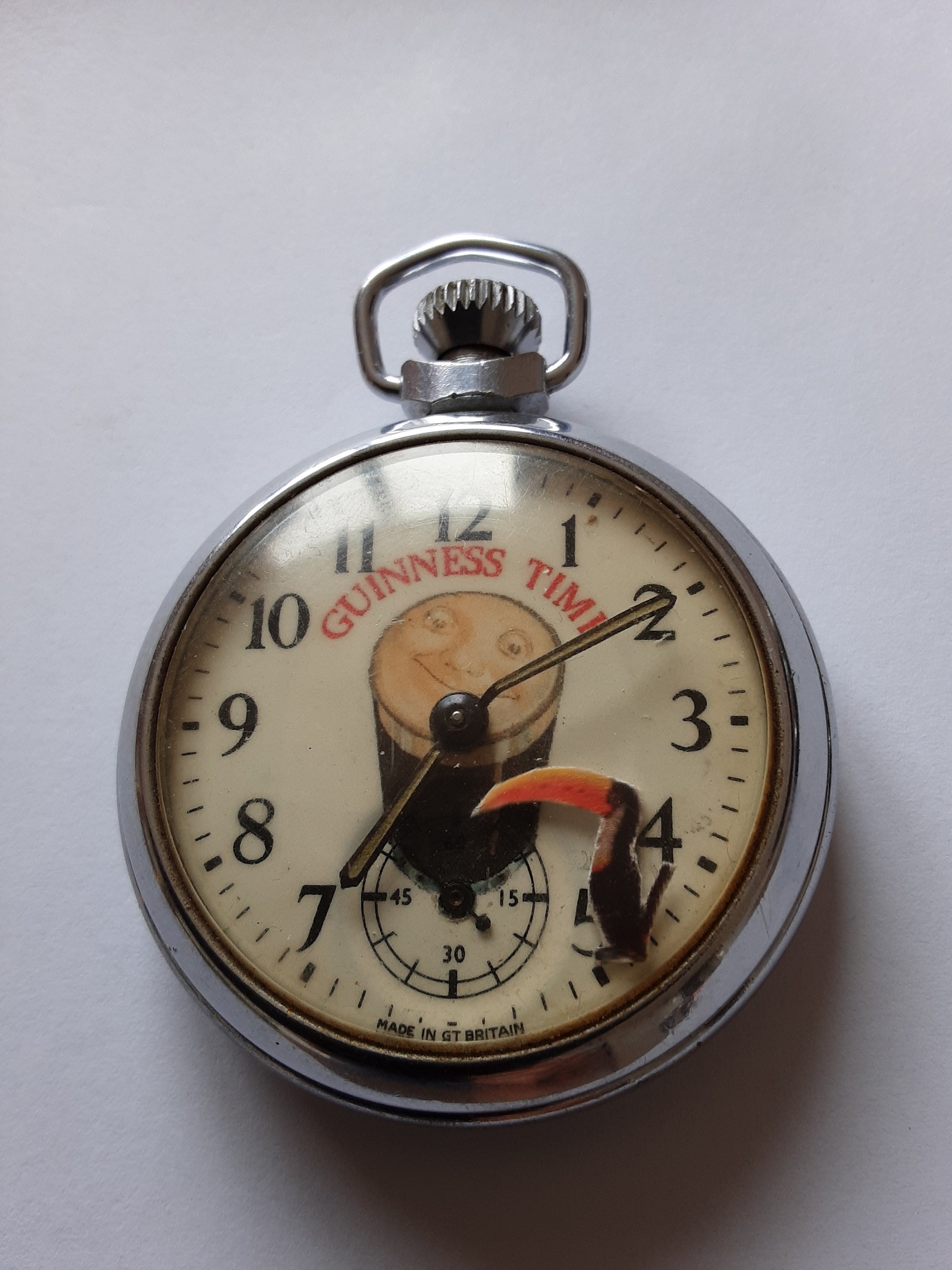 Vintage Guinness Toucan Automaton Pocket Watch. Rocking Toucan