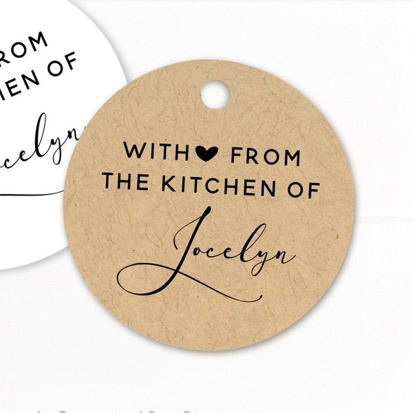 Canning label, with love from the kitchen of, personalized minimal hang tag for homemade jams, preserves, cookies, bread, sauces (T-269)