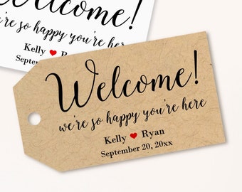 Welcome bag tags, destination and beach wedding favors, personalized favor tags for hotel bags, gift bags, travel kits (T-119)