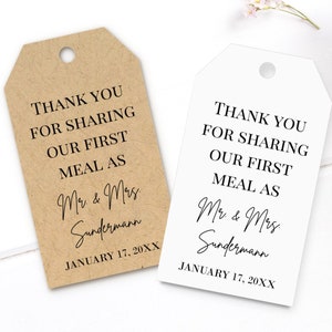 Vielen Dank für das Teilen unserer ersten Mahlzeit als Mr und Mrs, personalisierte Hochzeitstags (T-161)