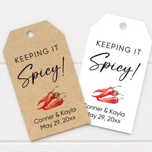 hot sauce favor tags, keeping it spicy! personalized favor tags for chili sauce bottles, 4 size to choose, watercolor red chili (T-243)