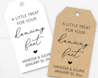 A little treat for your dancing feet, personalized tags for wedding reception flip flops and slippers C98-05