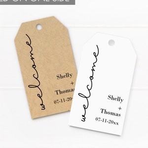 Welcome wedding tags, personalized minimal tags for favors and gifts, hotel bag tags for destination weddings (303)