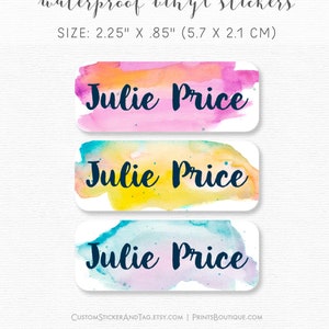 Name Stickers, Watercolor Background, Waterproof Stickers, Girl Stickers, Personalized Stickers, Girl Baby Bottle Labels (NS-04)