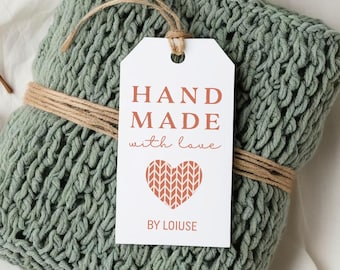 Personalized handmade with love tags, custom tags for knitting crafts C88-05