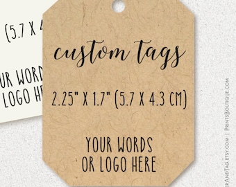 Custom tags with your words or logo, rectangular tags for products, candles, wedding favors, bridal showers, small business packaging T-78