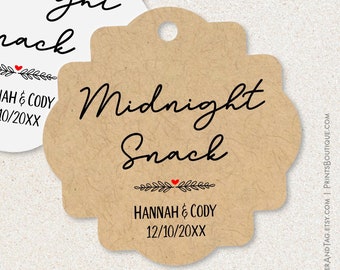Personalisierte Mitternacht Snack Hochzeit Anhänger, Geschenkanhänger C91-09