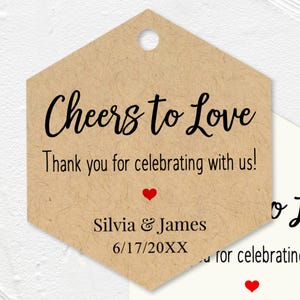 Cheers to love, thank you for celebrating with us, wedding favor tags, cheers tag for mini prosecco bottles, mini champagne or wine tag T-69