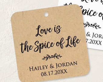 Love is the spice of life, personalized wedding tags, seasoning blend & spice favors T-152