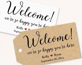 Welcome bag tags, personalized favor tags for hotel bags and destination weddings T-119
