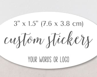 Custom oval stickers, 3" x 1.5" personalized small business & event labels CO-03