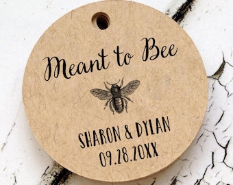 Meant to bee, runde Hochzeit Geschenkanhänger für Honiggläser, Vintage Biene T-57