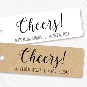 Cheers tags, personalized mini champagne and prosecco tags, boho bridal shower, custom favor tags, mini wine and liquor tags T-28