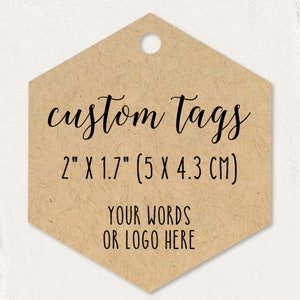 Etiquetas hexagonales personalizadas con tus palabras o logotipo, etiquetas personalizadas para regalos y obsequios de boda, etiquetas rústicas para productos hechos a mano T-83