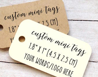 Etiquetas MINI personalizadas de 1,8 x 1 pulgada, regalos de boda, etiquetas de productos para pequeñas empresas, etiquetas personalizadas con sus palabras o logotipo, etiquetas de regalo T-14