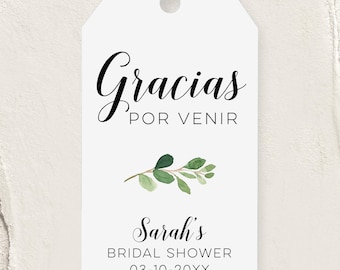 Gracias por venir, Babyparty Geschenkanhänger, personalisierte Geschenkanhänger C9-05