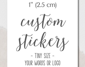 mini square custom stickers personalized with your words or logo, product stickers, wedding favors, qr logo stickers, tiny labels CS-08