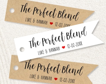 the perfect blend, wedding tags, personalized flag tags for coffee, tea, spice blends and bbq rub favors, gift idea for guests C73-06
