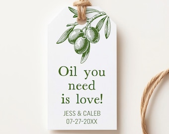 Oil you need is love, Geschenkanhänger vintage, Olive Illustration, Italienische Hochzeit C64-02