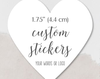 Custom heart stickers with your words or logo, personalized labels for wedding favors, products, gifts, branding, packaging CH-03