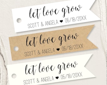 Let love grow personalized wedding flag tags, custom seed packets & plant pot tags T-71