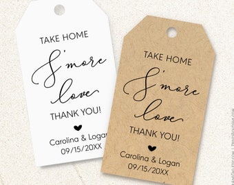 Take home smore love, outdoor wedding thank you tags, modern calligraphy C98-04