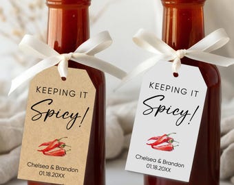 hot sauce favor tags, keeping it spicy! personalized wedding tags T-243