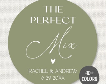 The perfect mix, personalized wedding stickers, custom round labels in 40 colors C69-02