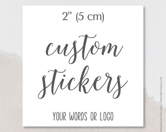Personalisierte quadratische Aufkleber 5 cm, mit Ihren Worten oder Ihrem Logo, persönliche Etiketten, Etiketten für Kerzen, für Flaschen, für Backen