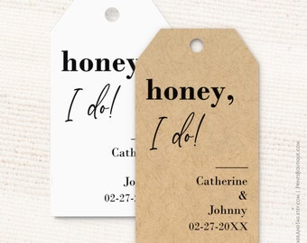 Honey i do! custom wedding tags, personalized anniversary gift labels C81-03
