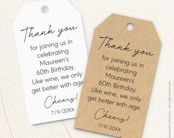 Like wine we only get better with age, personalized birthday tags for wine bottles, cheers tags, adult party favor gift tags C79-02