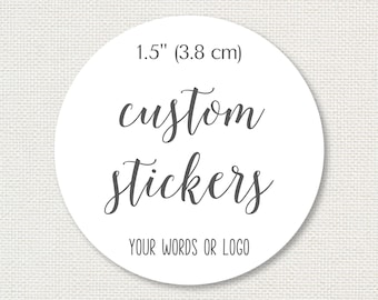 custom stickers, round 1.5 inch in size, personalized labels for wedding favors, envelope seals, products, matte finish CR-02