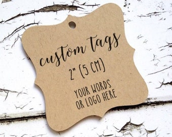 custom square tags with your words or logo, wedding favors, gift tags, product or logo tag, fancy square tags (T-16)
