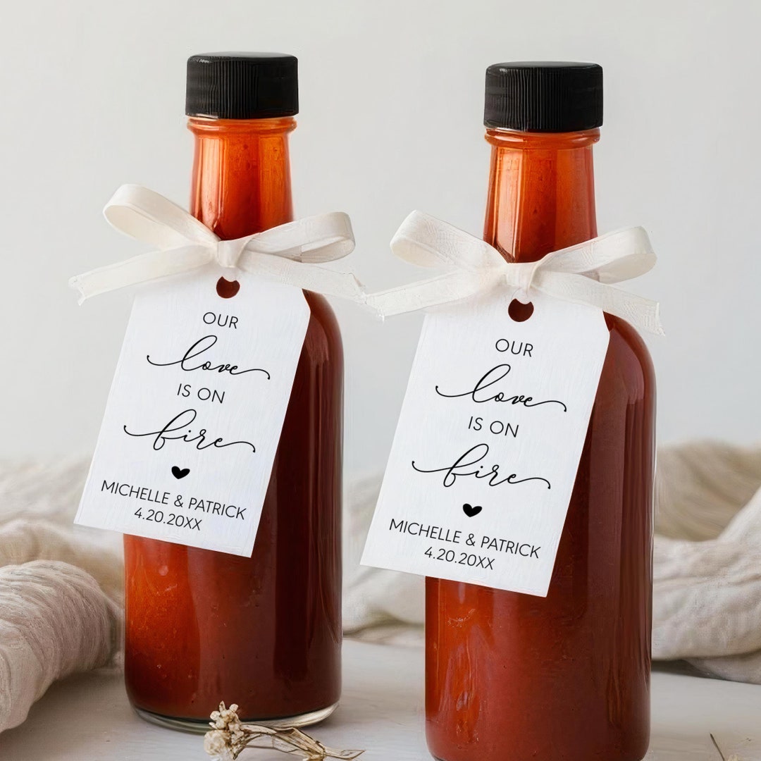 Salsa Tag Hot Sauce Wedding Tags, Our Love is on Fire, Personalized Spice Blend ...