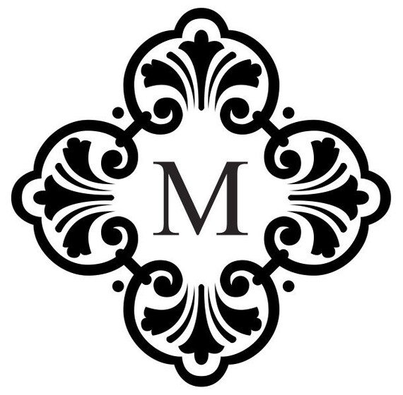 Items similar to damask monogram vinyl decal (No.134) on Etsy