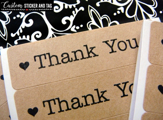 Items similar to 68 thank you rectangular stickers with four different fonts, thank you labels ...
