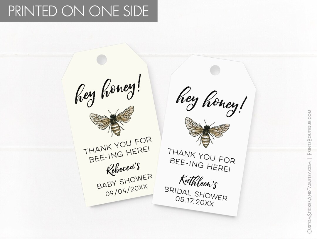 Hey Honey Custom Bridal or Baby Shower Tags With Watercolor Etsy