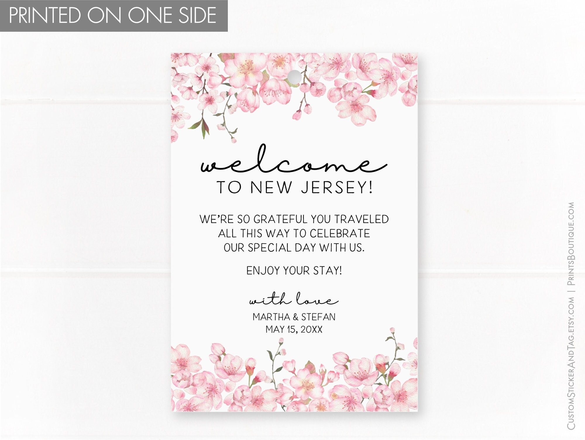 Printed Heart Welcome Bag Tags, Personalized Wedding Welcome Tags, Wedding  Guetst Hotel Gift Bag Tag 