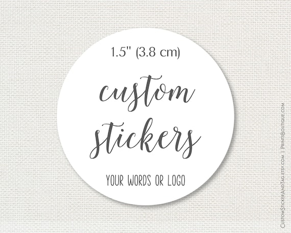 custom stickers, round 1.5 inch in size, personalized labels for wedding favors, envelope seals, products, matte finish CR-02