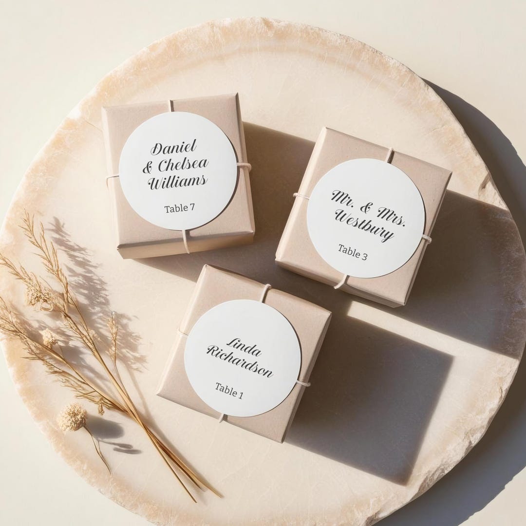 Personalized Wedding Place Name Labels, Classic Script Seating ...