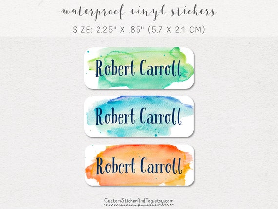 30 Name Labels Watercolor Background Boy Stickers Daycare Etsy