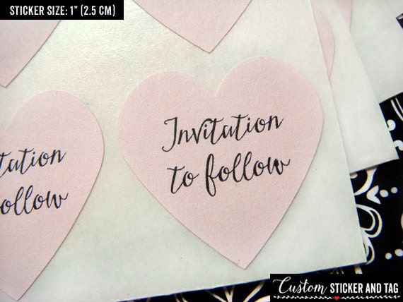 invitation to follow stickers, 1" heart stickers, save the date …