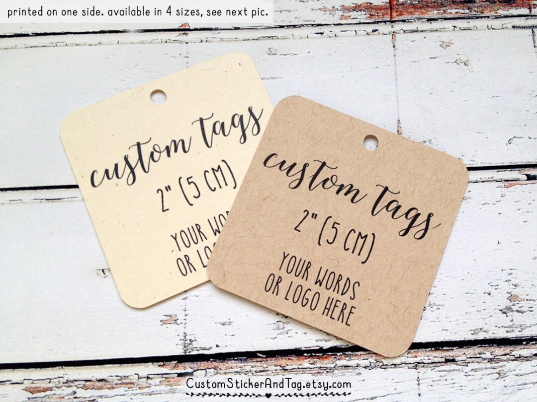 Custom Logo Tags, Square With Rounded Corners, Kraft Rustic Tags ...